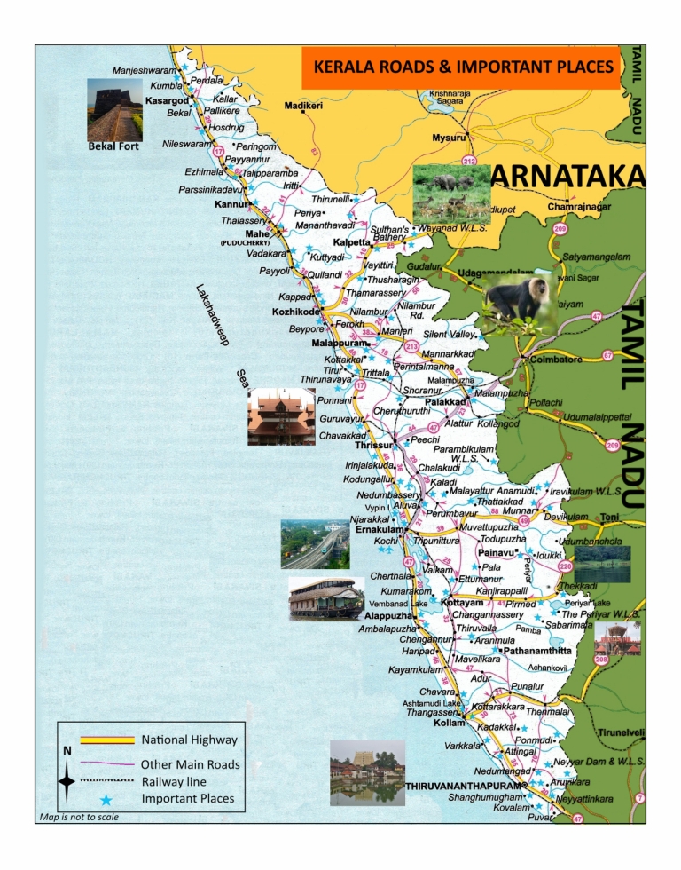 kerala tourist spot map